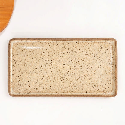 Travessa Retangular em cerâmica artesanal — tamanho 38CM x 20CM, argila Flocos, esmalte Pedra Sabão