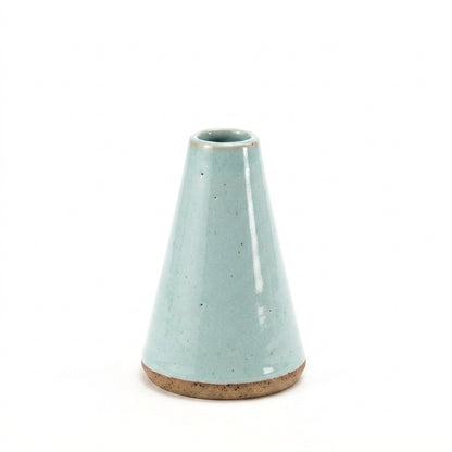 Vaso Cone em cerâmica artesanal — tamanho 11CM, argila Flocos, esmalte Jujuba