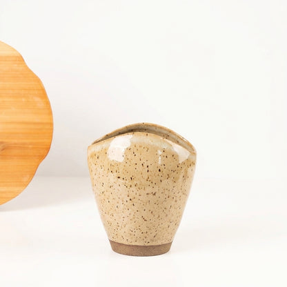 Vaso Fenda em cerâmica artesanal — tamanho 21CM, argila Flocos, esmalte Pedra Sabão