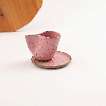 Xícara Andorinha em cerâmica artesanal — tamanho 180ML, argila Flocos, esmalte Rosa Barbie
