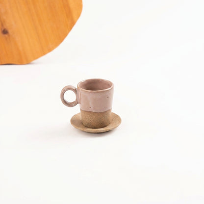 Xícara Barista em cerâmica artesanal — tamanho 100ML, argila Cappuccino, esmalte Nude