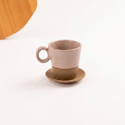 Xícara Barista em cerâmica artesanal — tamanho 250ML, argila Cappuccino, esmalte Nude