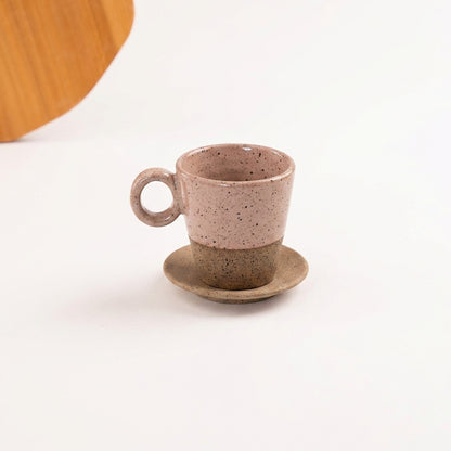 Xícara Barista em cerâmica artesanal — tamanho 250ML, argila Flocos, esmalte Nude