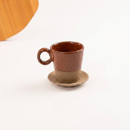 Xícara Barista em cerâmica artesanal — tamanho 250ML, argila Flocos, esmalte Sol de Terracota