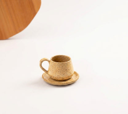 Xícara Cumbuca com Alça Esfera em cerâmica artesanal — tamanho 100ML, argila Flocos, esmalte Pedra Sabão