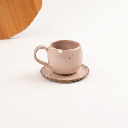 Xícara Esfera em cerâmica artesanal — tamanho 250ML, argila Cappuccino, esmalte Nude
