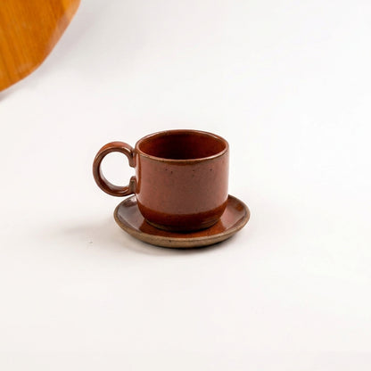 Xícara  Alça Arco em cerâmica artesanal — tamanho 180ML, argila Flocos, esmalte Sol de Terracota